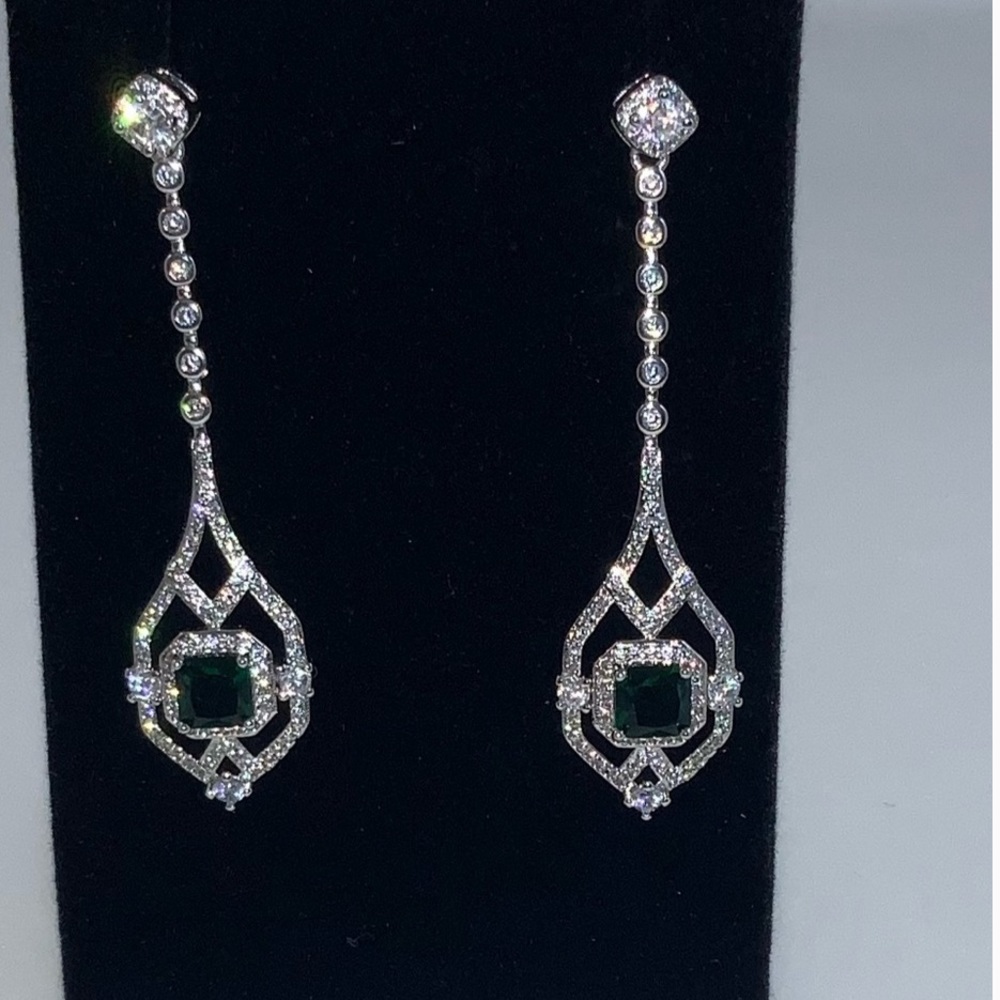 2ct Emerald Art Deco Earrings - Picture 10 of 12
